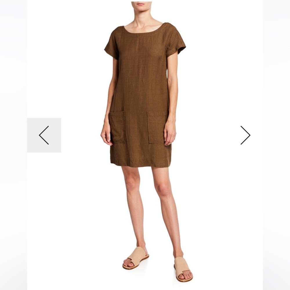 Eileen Fisher Linen Blend Olive Green Dress, EUC, Large - Picture 15 of 15